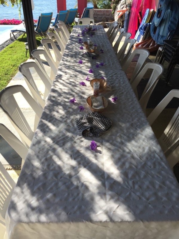 Poolside breakfast